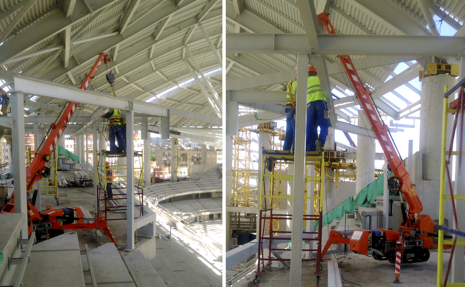 Монтаж стекла на стадионе Динамо